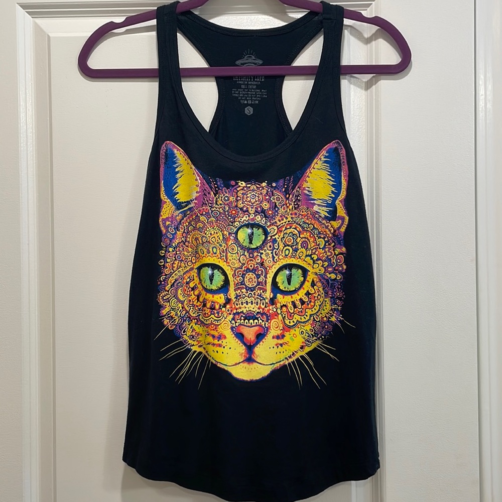 Trippy kitty third eye tank top
